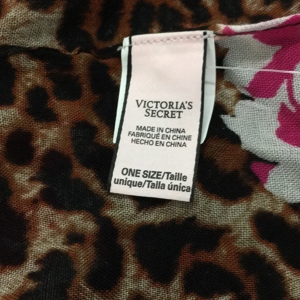 Victoria's Secret Leopard Floral Scarf Wrap Shawl Pink Brown NWT
